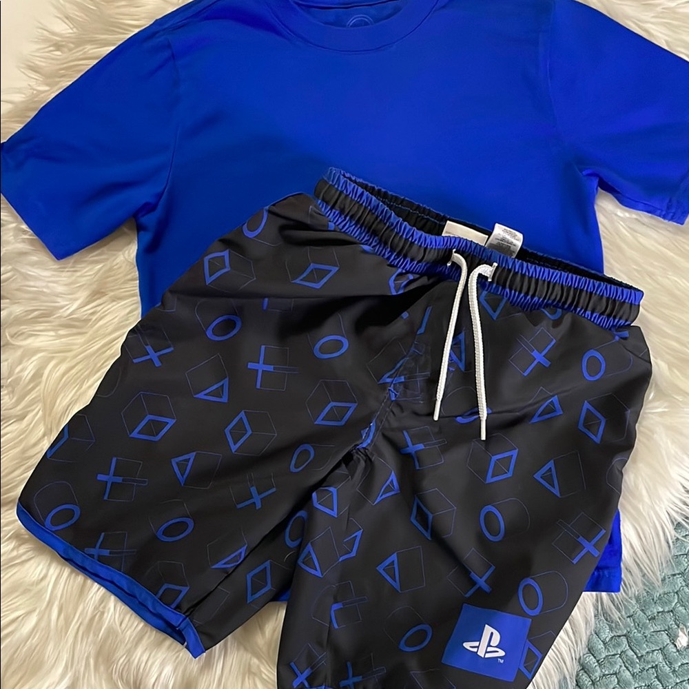 🔵Sony Black and Blue Athletic Shorts with PlayStation Icons set 🔵